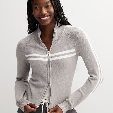 Juniors' Harper & Ivy Track Zip-Up Sweater