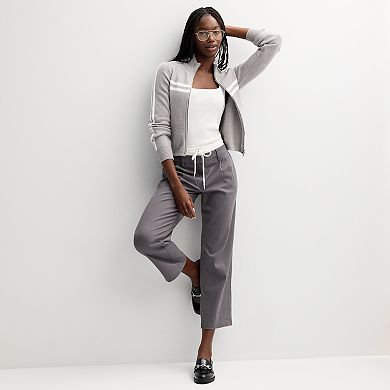 Juniors' Harper & Ivy Track Zip-Up Sweater