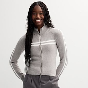 Juniors' Harper & Ivy Track Zip-Up Sweater