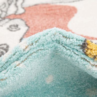 Unique Loom Jolly Unicorn Whimsy Kids Throw or Area Rug