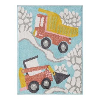 Unique Loom Trucks Whimsy Kids Throw or Area Rug