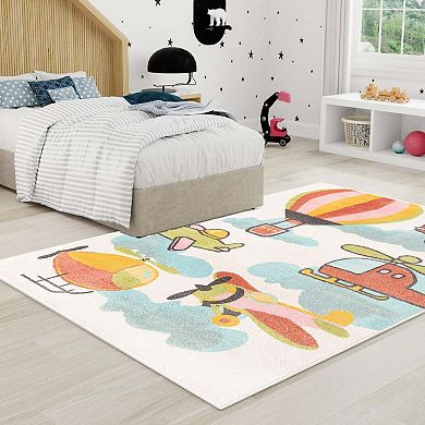 Unique Loom Flying High Whimsy Kids Throw or Area Rug