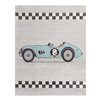 Unique Loom Race Car Whimsy Kids Throw or Area Rug