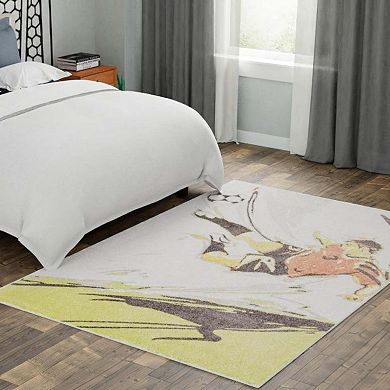 Unique Loom Soccer Player Whimsy Kids Throw or Area Rug