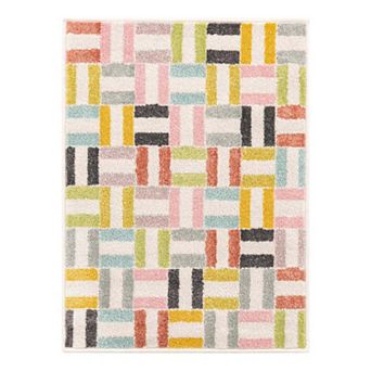 Unique Loom Chicklets Whimsy Kids Throw or Area Rug