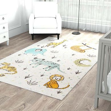 Unique Loom Zoo Whimsy Kids Throw or Area Rug