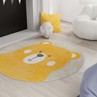 Unique Loom Bear Whimsy Kids Throw or Area Rug