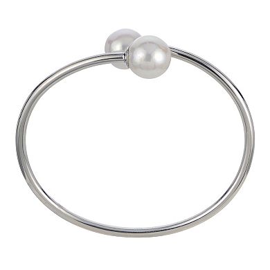 PearLustre by Imperial Sterling Silver Freshwater Cultured Pearl Bypass Bangle Bracelet