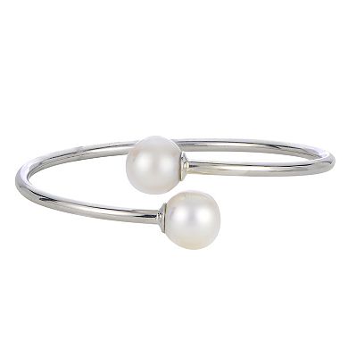 PearLustre by Imperial Sterling Silver Freshwater Cultured Pearl Bypass Bangle Bracelet