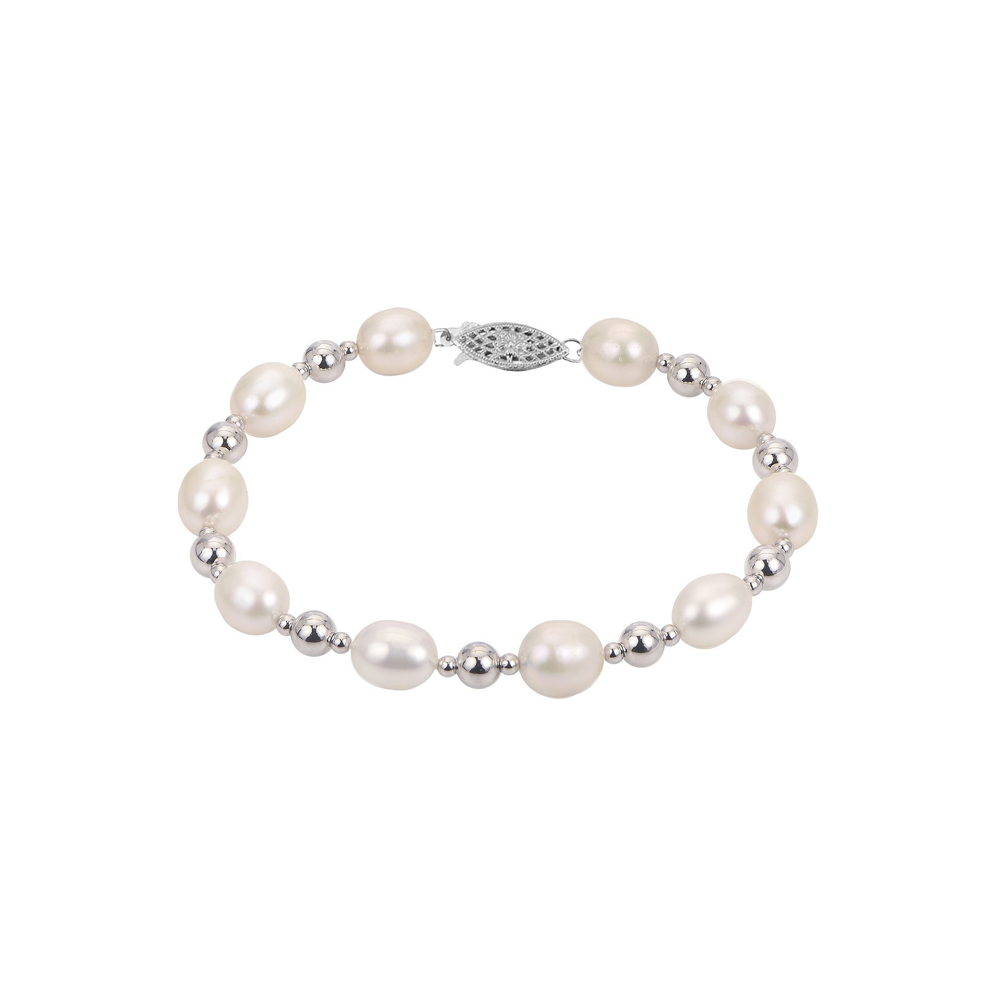 PearLustre by Imperial Sterling Silver Freshwater Cultured Pearl Station Br