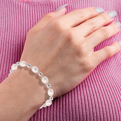 PearLustre by Imperial Sterling Silver Freshwater Cultured Pearl Station Bracelet