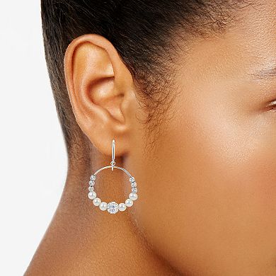 PearLustre by Imperial Sterling Silver Freshwater Cultured Pearl & Crystal Drop Bead Earrings