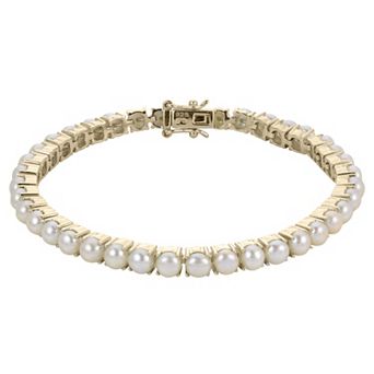PearLustre by Imperial 14k Gold Over Silver Freshwater Cultured Pearl "Tennis” Bracelet