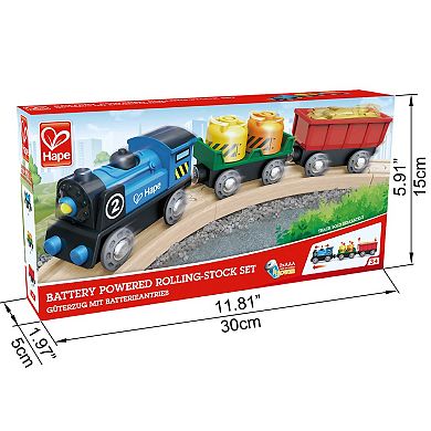Hape Battery Powered Rolling-Stock Set Wooden Train Play Set