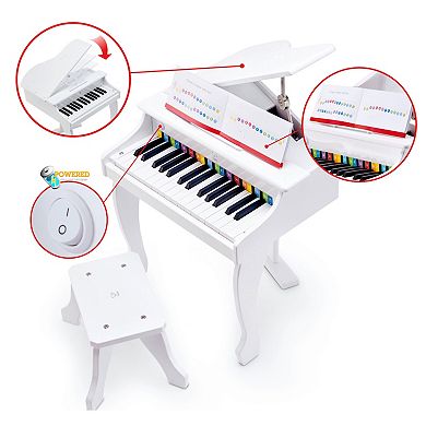 HAPE E0629 Learn With Lights Black Piano 25 Keys With Stool Musical 3 Years