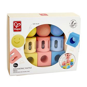 Hape 9 pc Geometric Rattle Trio Set
