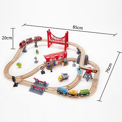 Hape 51-pc. Wooden Train Set: Busy City Rail Set