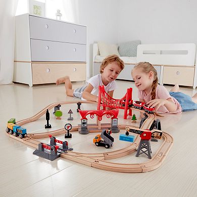 Hape 51-pc. Wooden Train Set: Busy City Rail Set