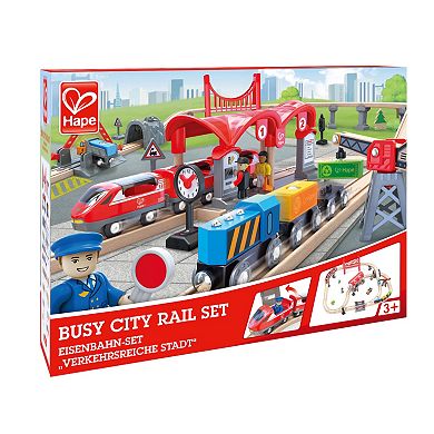 Hape 51-pc. Wooden Train Set: Busy City Rail Set