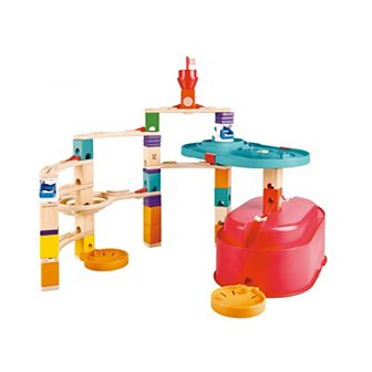 Hape Quadrilla 90 pc Wooden Marble Run Construction Set: Stack Track Bucket