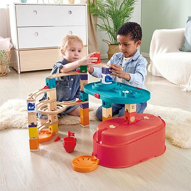 Hape Quadrilla 90-pc. Wooden Marble Run Construction Set: Stack Track Bucket