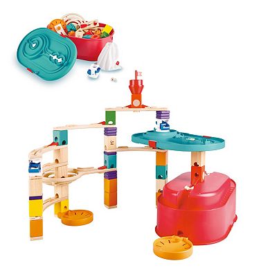 Hape Quadrilla 90-pc. Wooden Marble Run Construction Set: Stack Track Bucket