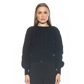 Women's ALEXIA ADMOR Berli Crewneck Bubble Sleeve Cable Knit Sweater