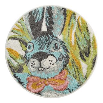 Unique Loom Bunny Whimsy Kids Throw or Area Rug