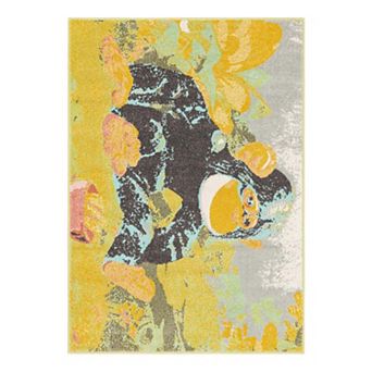 Unique Loom Gorilla Whimsy Kids Throw or Area Rug