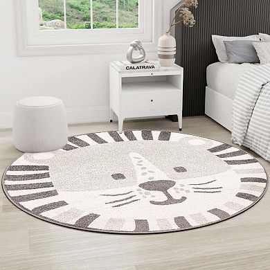 Unique Loom Lion Whimsy Kids Throw or Area Rug