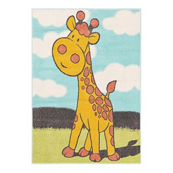 Unique Loom Giraffe Whimsy Kids Throw or Area Rug