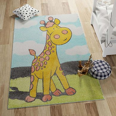 Unique Loom Giraffe Whimsy Kids Throw or Area Rug