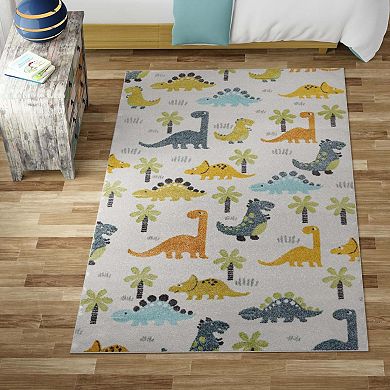 Unique Loom Dinotopia Whimsy Kids Throw or Area Rug