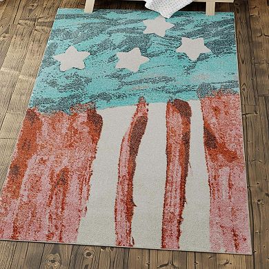 Unique Loom Americana Whimsy Kids Throw or Area Rug