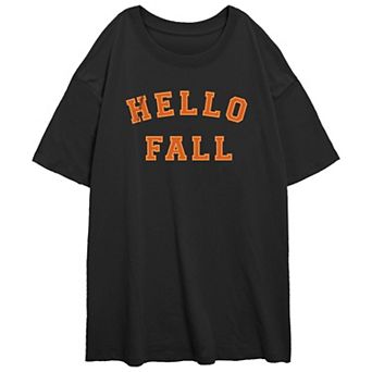 Juniors' Hello Fall Oversized Graphic Tee