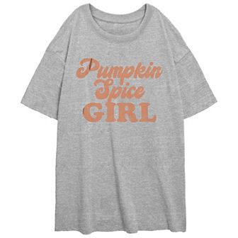 Juniors' Pumpkin Spice Girl Oversized Graphic Tee