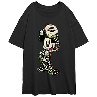 Disney's Mickey Mouse Skeleton Juniors' Oversized Graphic Tee