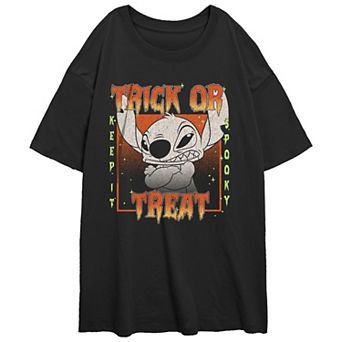 Disney's Lilo & Stitch Trick Or Treat Keep It Spooky Juniors' Oversized Graphic Tee