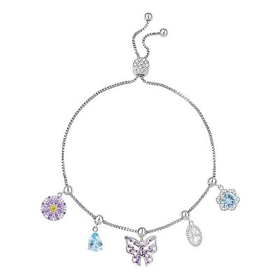 Brilliance Fine Silver Plated Cubic Zirconia Butterfly Flower Charm