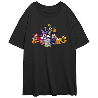 Disney's Mickey Mouse And Friends Trick Or Treating Juniors' Oversized Graphic Tee