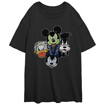 Disney's Mickey Mouse And Friends Halloween Heads Juniors' Oversized Graphic Tee