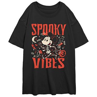 Disney's Mickey Mouse Spooky Vibes Juniors' Oversized Graphic Tee