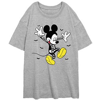 Disney's Mickey Mouse Happy Skeleton Juniors' Oversized Graphic Tee