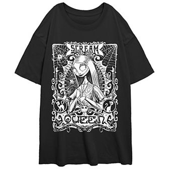 Disney's The Nightmare Before Christmas Sally Scream Queen Card Juniors' Oversized Graphic Tee