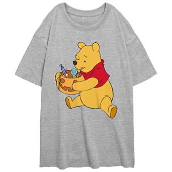 Disney's Winnie The Pooh Candy Eater Juniors' Oversized Graphic Tee