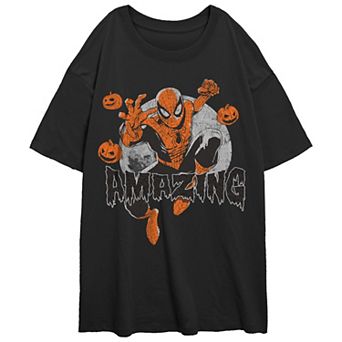 Juniors' Marvel Spider-Man Amazing Halloween Oversized Graphic Tee