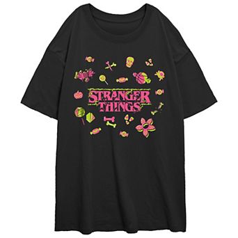 Juniors' Stranger Things Halloween Icons Oversized Graphic Tee