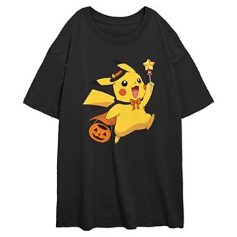 Juniors' Pokemon Pikachu Trick Or Treating Oversized Graphic Tee