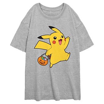 Juniors' Pokemon Pikachu Trick Or Treater Oversized Graphic Tee