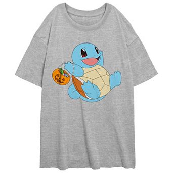 Juniors' Pokemon Squirtle Trick Or Treater Oversized Graphic Tee